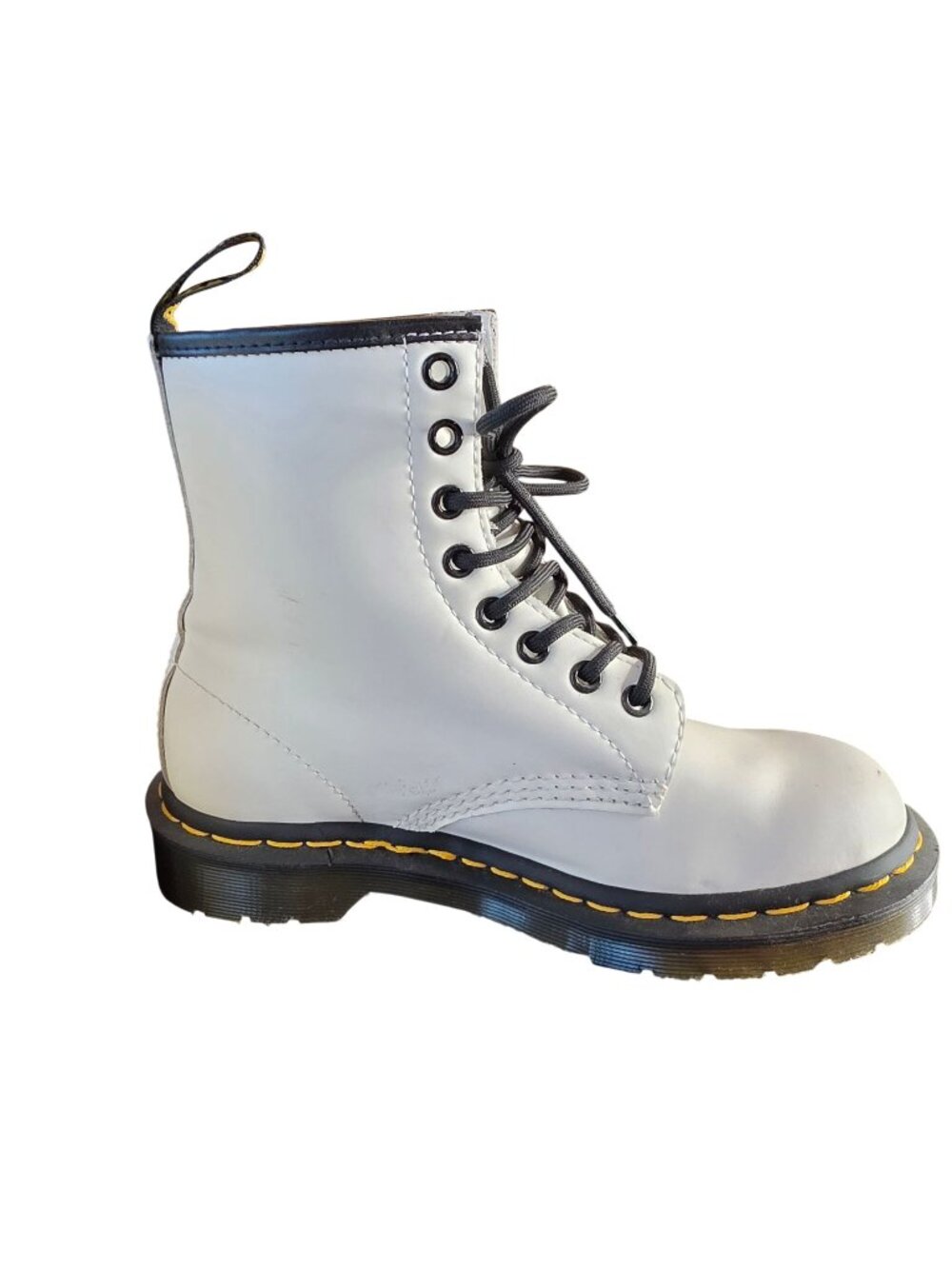 Dr Martens 1460 White Smooth Leather 8-Eye Combat Boots Grunge Punk Sz 8